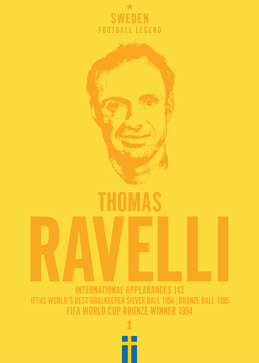 Thomas Ravelli Sweden Football Legend Iconic Portrait Print