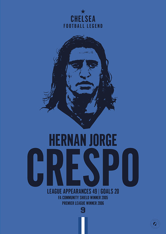 Hernan Crespo Chelsea Football Legend Iconic Portrait Print