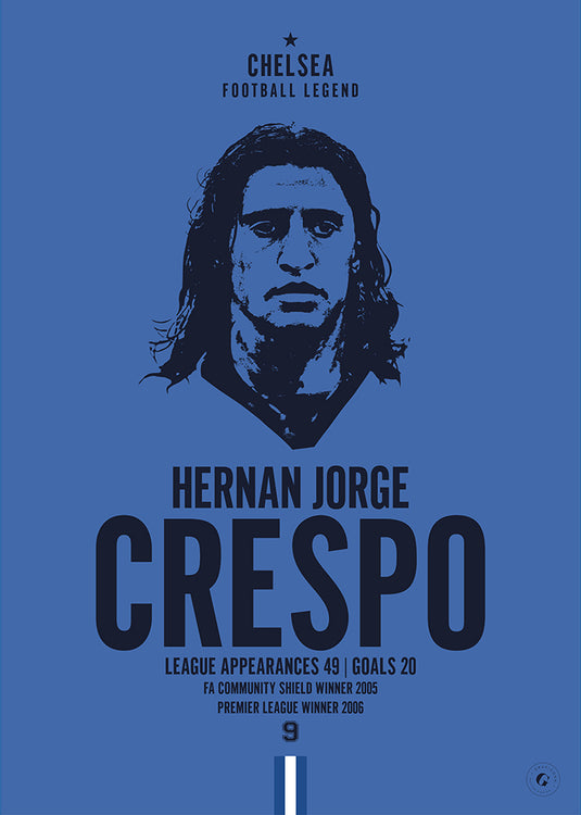 Hernan Crespo Head Poster - Chelsea