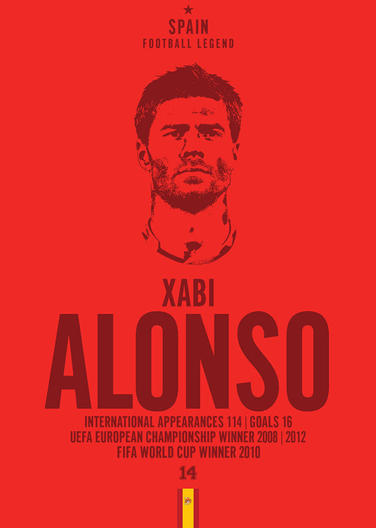 Xabi Alonso Spain Football Legend Iconic Portrait Print