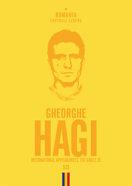 Gheorghe Hagi Romania Football Legend Iconic Portrait Print