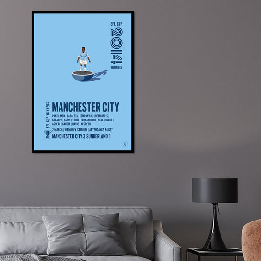 Manchester City 2014 EFL Cup Winners Poster