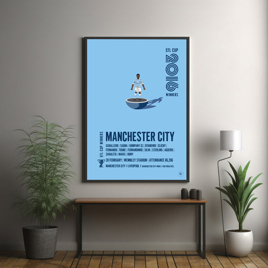 Manchester City 2016 EFL Cup Winners Poster