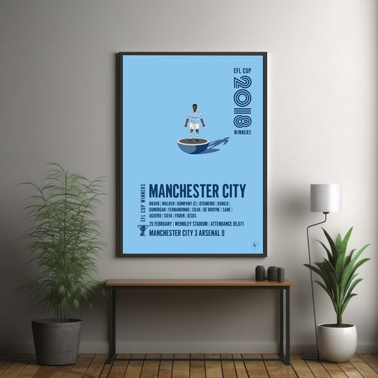 Manchester City 2018 EFL Cup Winners Poster