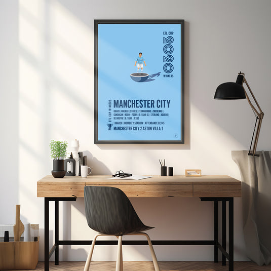 Manchester City 2020 EFL Cup Winners Poster