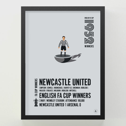 Newcastle United 1952 FA Cup Winners Poster