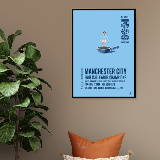 Manchester City 1968 English League Champions Poster