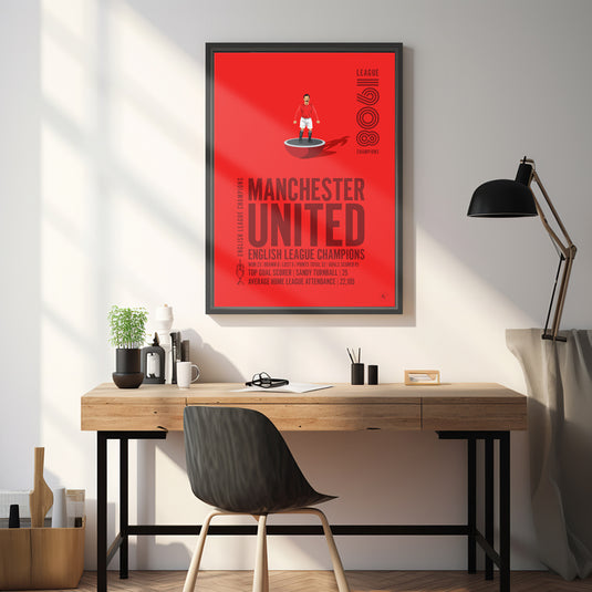 Manchester United 1908 English League Champions Poster