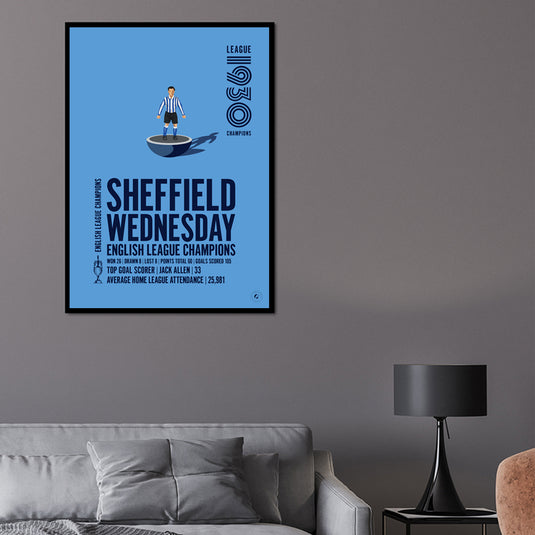 Sheffield Wednesday 1930 English League Champions Poster