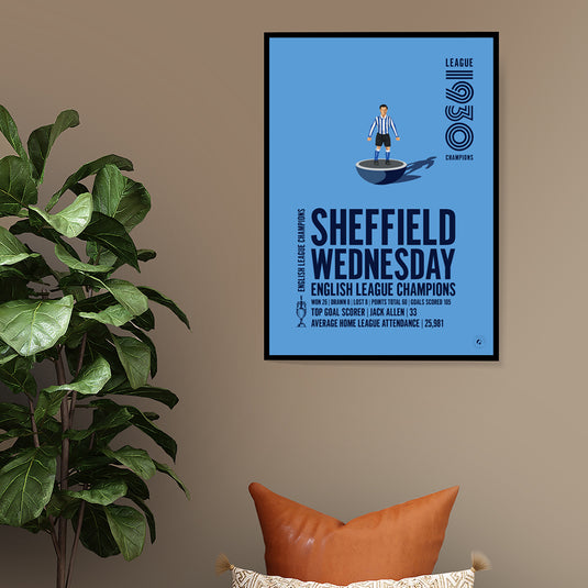 Sheffield Wednesday 1930 English League Champions Poster
