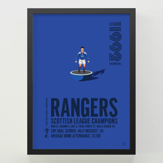 Rangers 1992 Scottish League Champions Poster