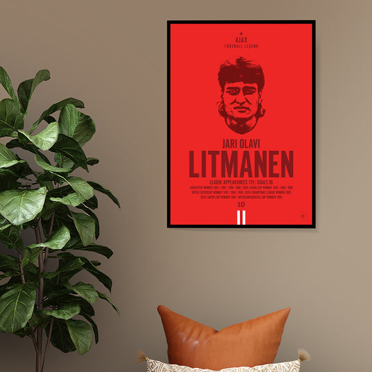 Jari Litmanen Ajax Football Legend Iconic Portrait Print