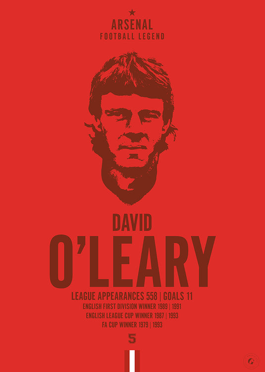 David O'Leary Arsenal Football Legend Iconic Portrait Print