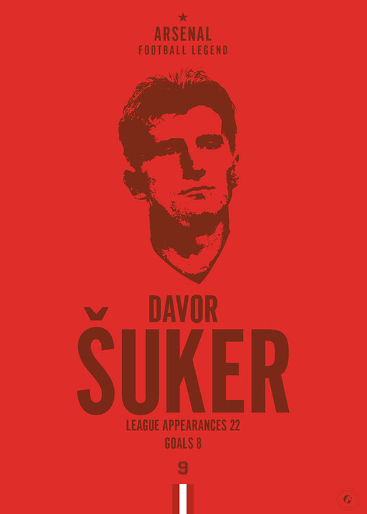 Davor Suker Arsenal Football Legend Iconic Portrait Print