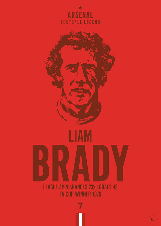 Liam Brady Arsenal Football Legend Iconic Portrait Print