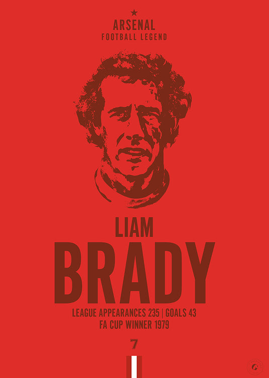 Póster de la cabeza de Liam Brady - Arsenal