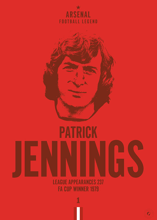 Affiche tête de Pat Jennings - Arsenal