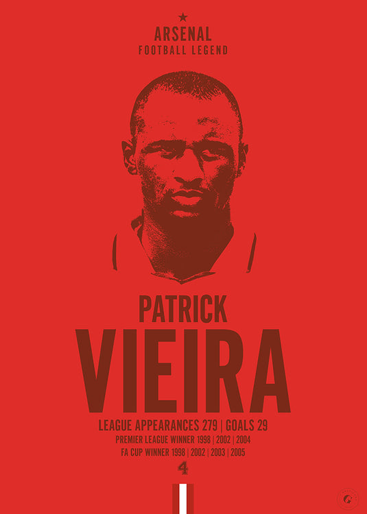 Patrick Vieira Arsenal Football Legend Iconic Portrait Print