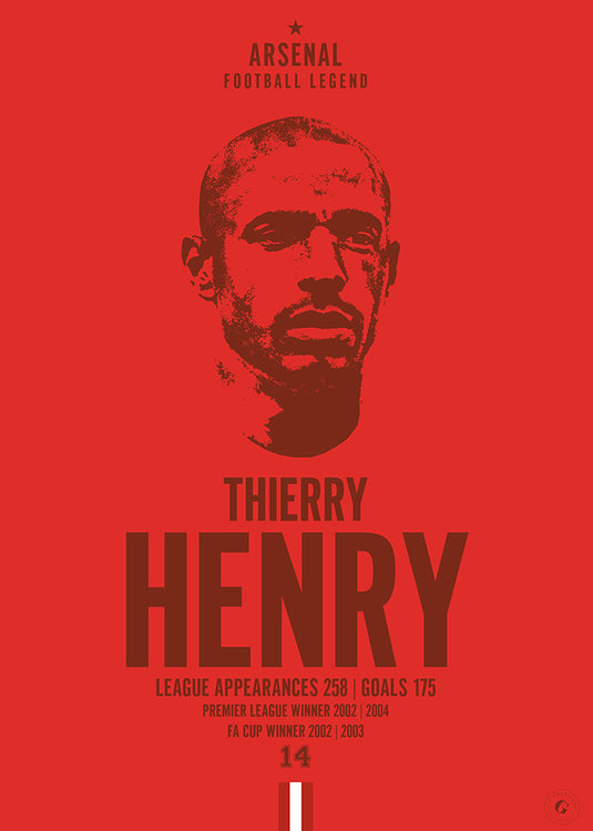 Thierry Henry Arsenal Football Legend Iconic Portrait Print