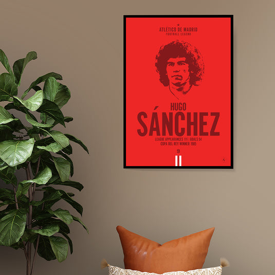 Hugo Sanchez Atletico Madrid Football Legend Iconic Portrait Print