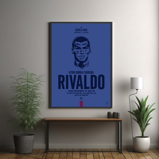 Rivaldo Barcelona Legend Iconic Portrait Print