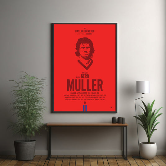 Póster de cabeza de Gerd Müller - FC Bayern Munich