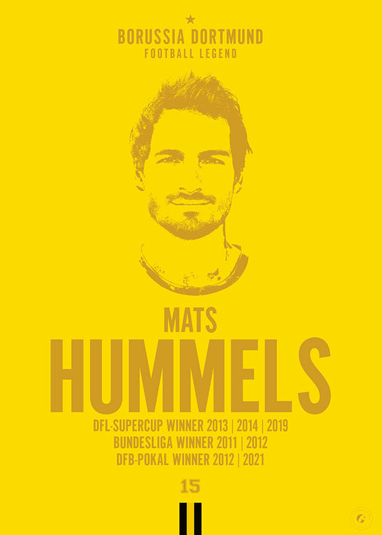 Mats Hummels Head Poster - Borussia Dortmund