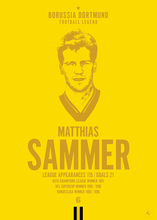 Matthias Sammer Head Poster - Borussia Dortmund