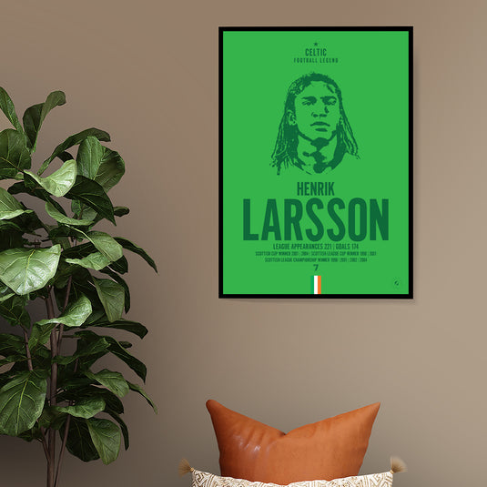 Henrik Larsson Head Poster - Celtic