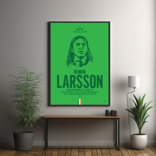 Henrik Larsson Head Poster - Celtic