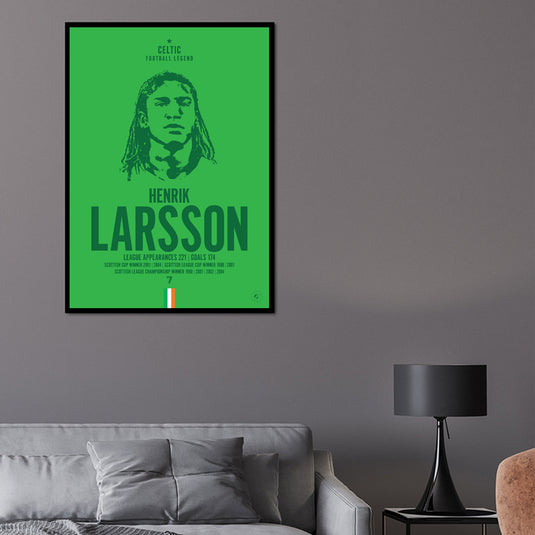 Henrik Larsson Head Poster - Celtic