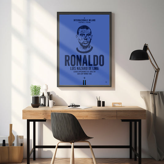 Ronaldo Nazario Barcelona Legend Iconic Portrait Print
