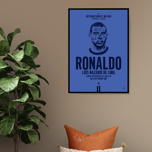 Ronaldo Nazario Barcelona Legend Iconic Portrait Print