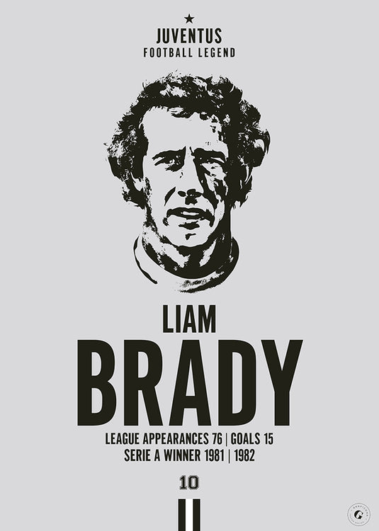 Liam Brady Head Poster - Juventus