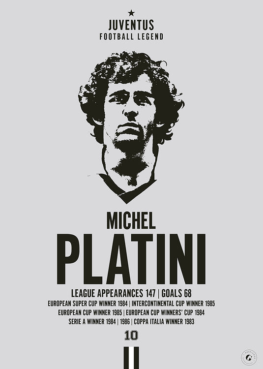 Michel Platini Head Poster - Juventus