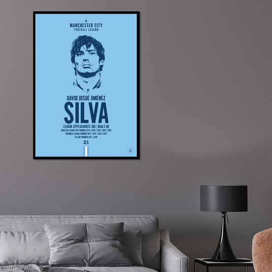 David Silva Manchester City Football Legend Iconic Portrait Print