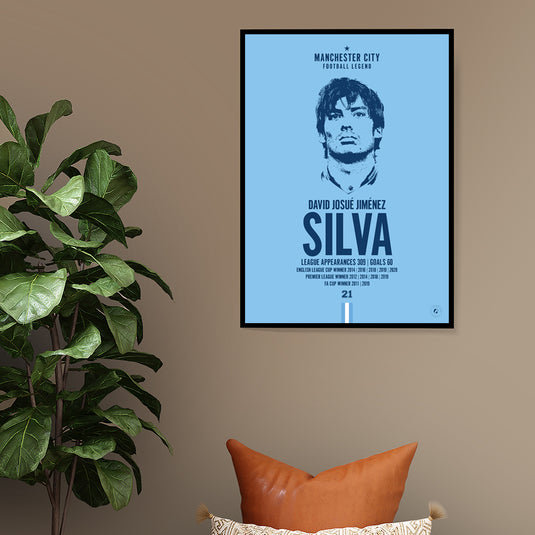 David Silva Manchester City Football Legend Iconic Portrait Print