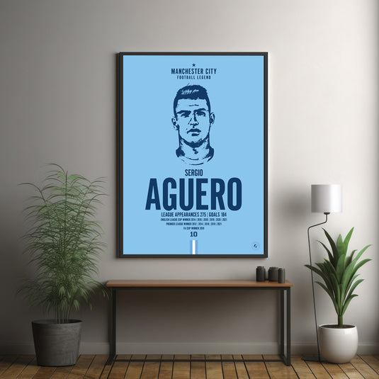 Sergio Aguero Head Poster - Manchester City