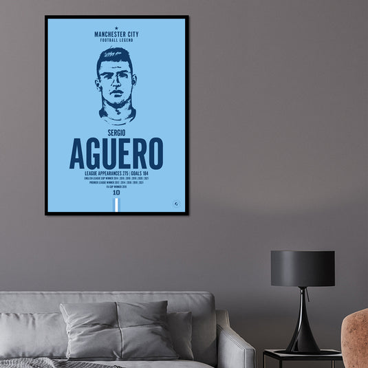 Cartel de la cabeza de Sergio Agüero - Manchester City