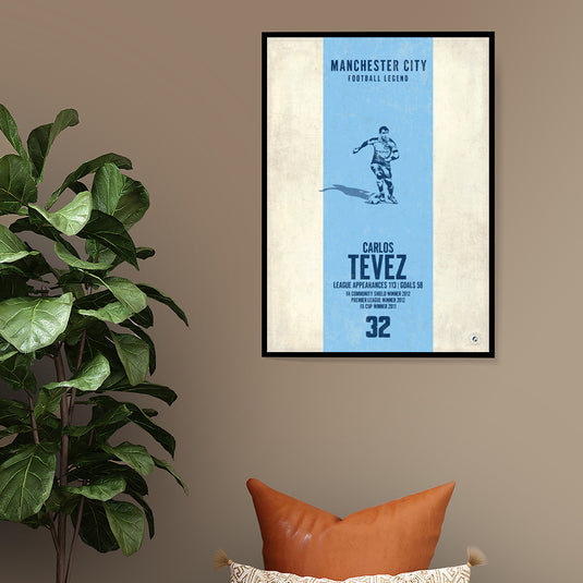 Carlos Tevez Manchester City Heritage Stripes Print