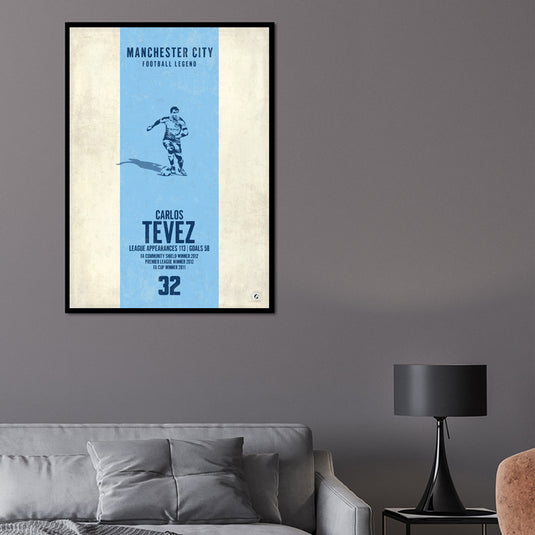 Carlos Tevez Manchester City Heritage Stripes Print