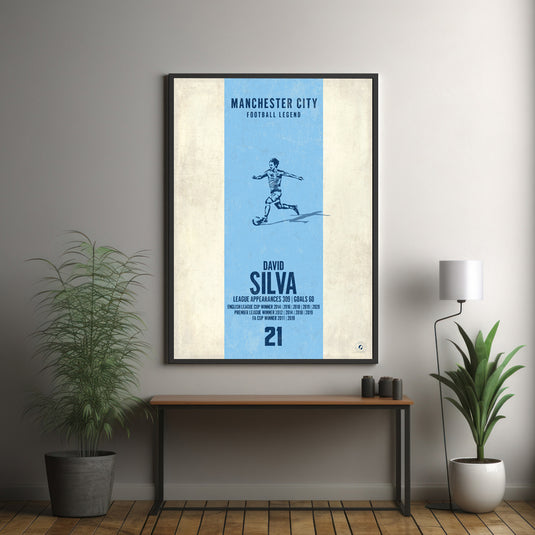 David Silva Manchester City Heritage Stripes Print