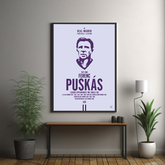 Ferenc Puskas Head Poster - Real Madrid