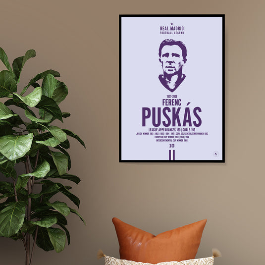 Ferenc Puskas Head Poster - Real Madrid