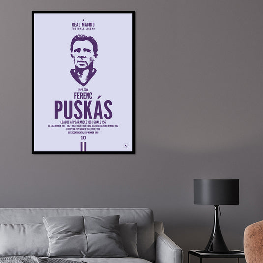 Ferenc Puskas Head Poster - Real Madrid