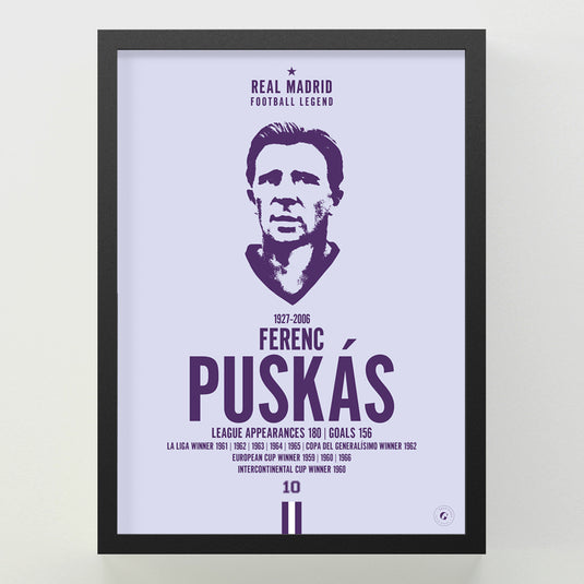 Ferenc Puskas Head Poster - Real Madrid