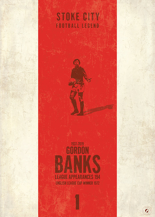 Póster de Gordon Banks (banda vertical) - Stoke City