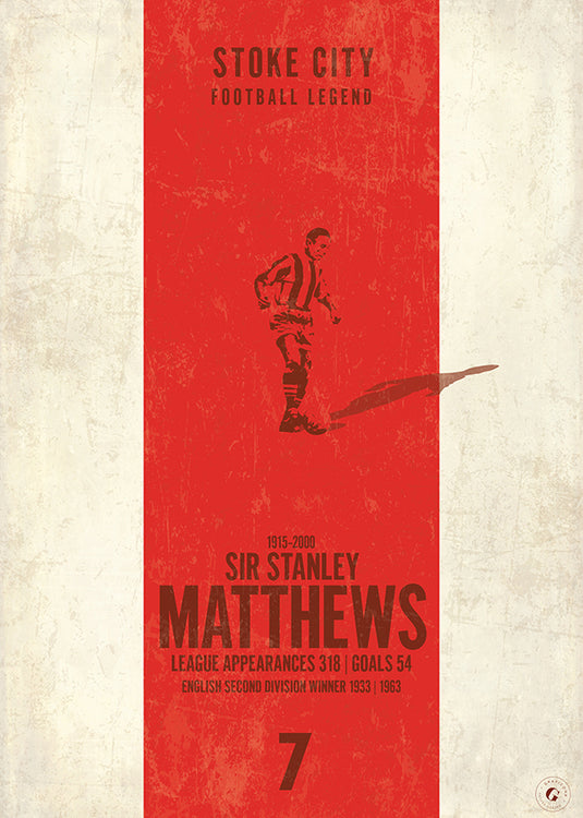 Stanley Matthews Stoke City Heritage Stripes Print