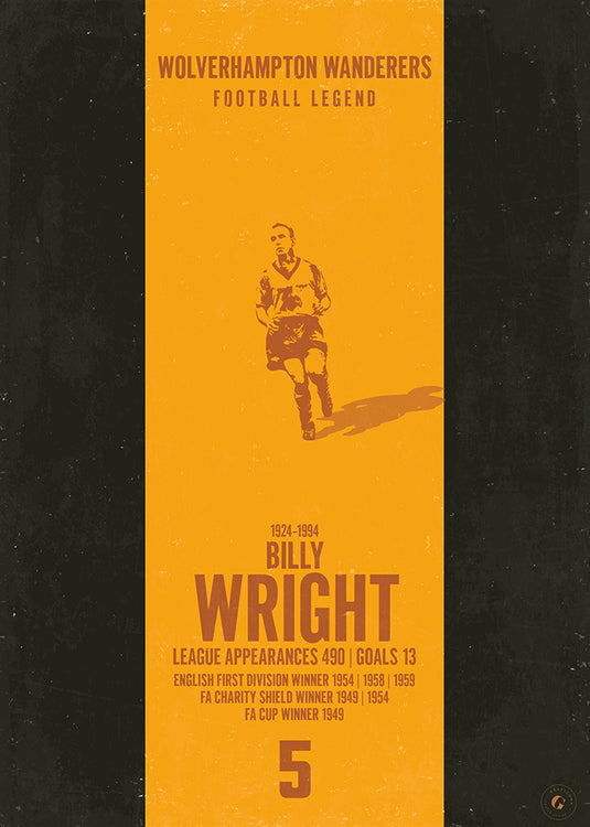 Billy Wright Wolverhampton Wanderers Heritage Stripes Print