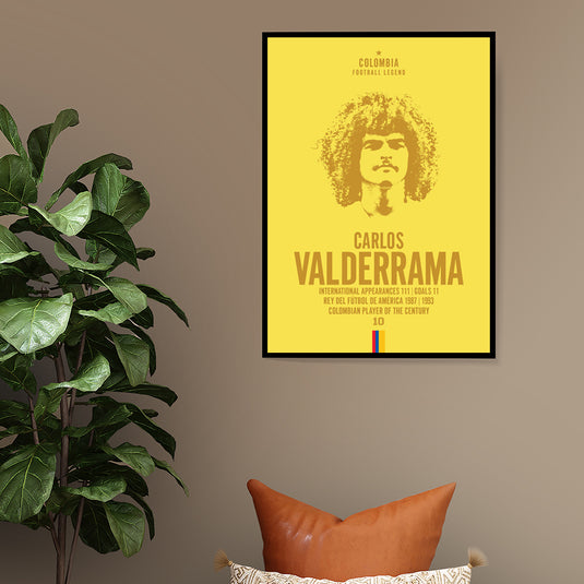 Carlos Valderrama Colombia Football Legend Iconic Portrait Print